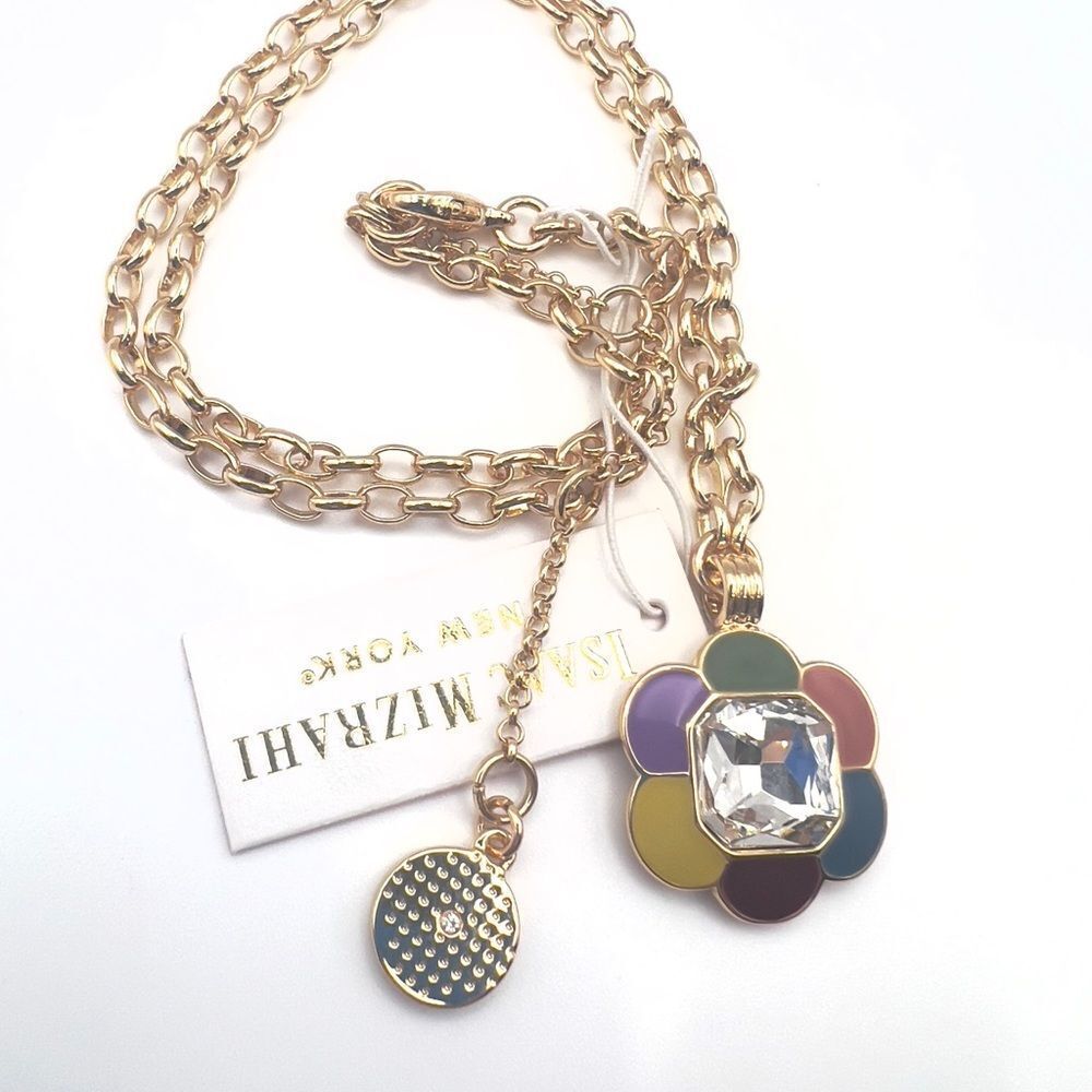 Isaac Mizrahi Gold Chain with Colorful Flower Pendant - Picture 2 of 8